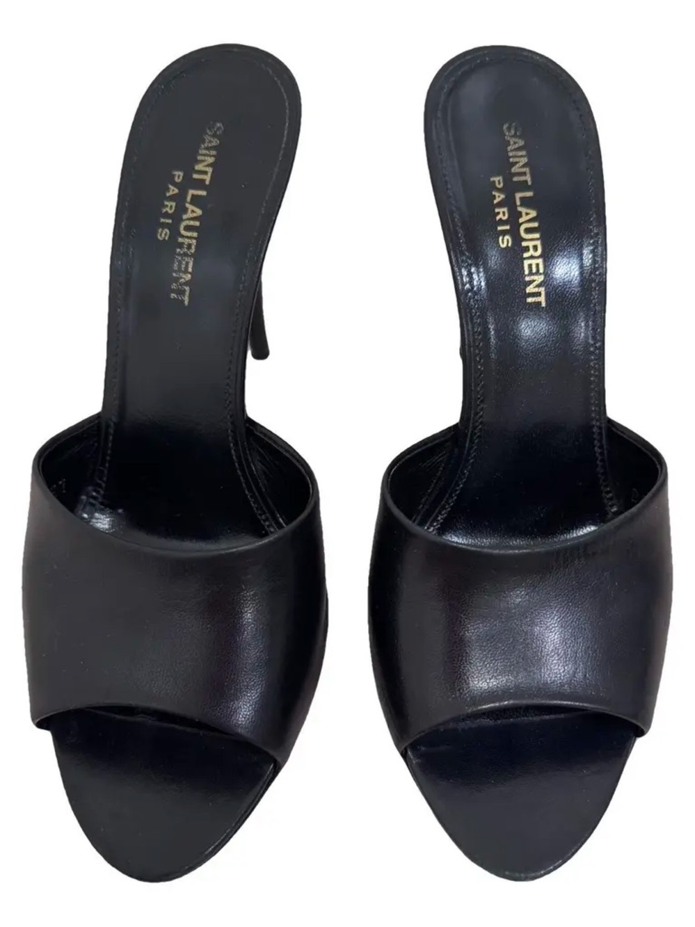 Saint Laurent Black Leather Slide Heels – Size 38 - Picture 3 of 7